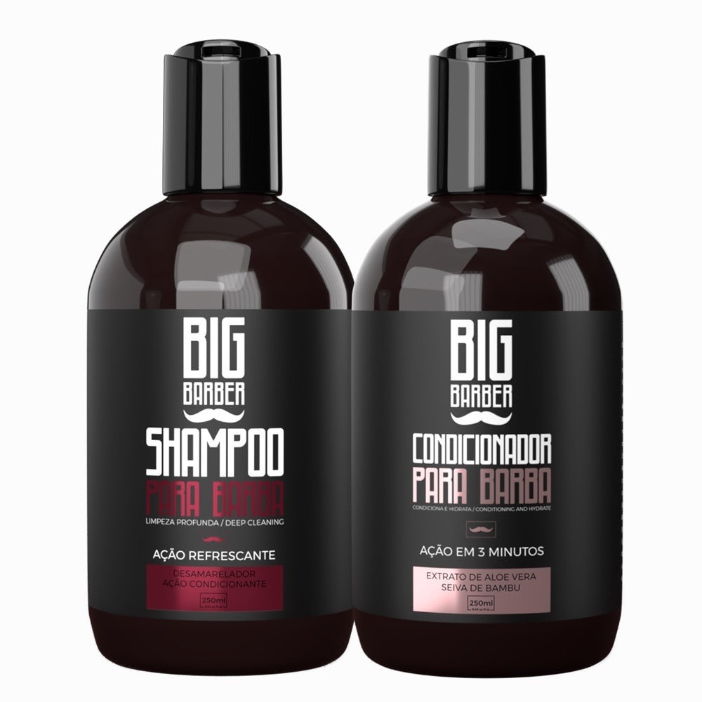 Kit Shampoo + Condicionador Para Barba Big Barber 250ml Caixa Com 2 Unidades