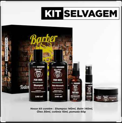 Kit Barba Balm, Óleo, Shampoo, Colônia e Pasta Modeladora